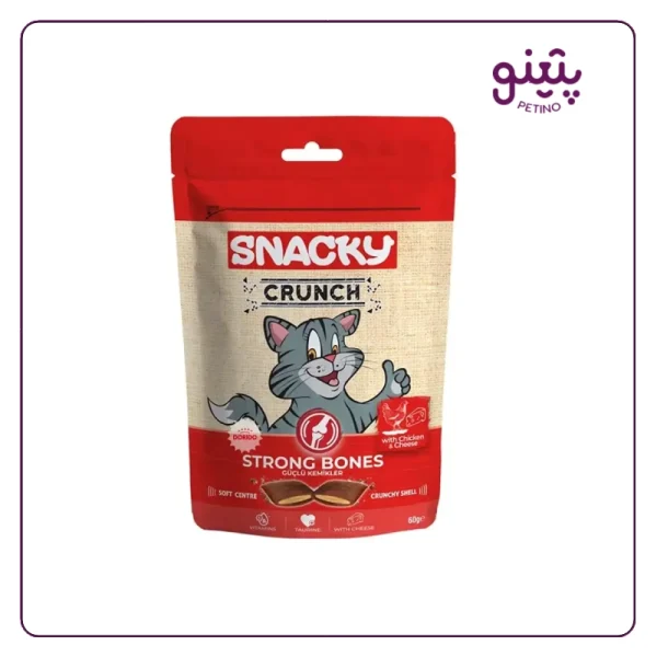 خرید تشویقی گربه اسنکی کرانچ مدل استرانگ بونز (مرغ و پنیر) 60 گرمی
