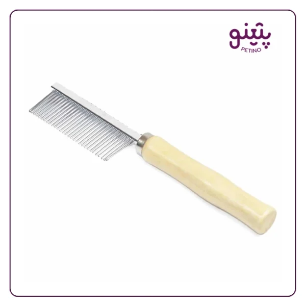 خرید شانه کک و کنه گیر سگ و گربه دسته چوبی از پتینو شاپ