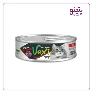 خرید و قیمت کنسرو گربه وکسی با طعم ران مرغ و برنج 90 گرمی