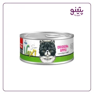 خرید کنسرو گربه وکسی با طعم مرغ و سیب 110 گرمی از پتینوشاپ