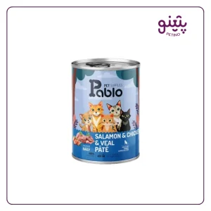کنسرو گربه بالغ پابلو با طعم مرغ، سالمون و گوساله ۴۰۰ گرم