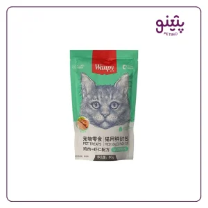 پوچ گربه ونپی چینی نویس طعم مرغ و میگو وزن 80 گرم
